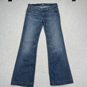 7 For All Mankind Dojo Jeans Womens 29 (31x32) Wide Leg Flare Low Rise Denim Y2K